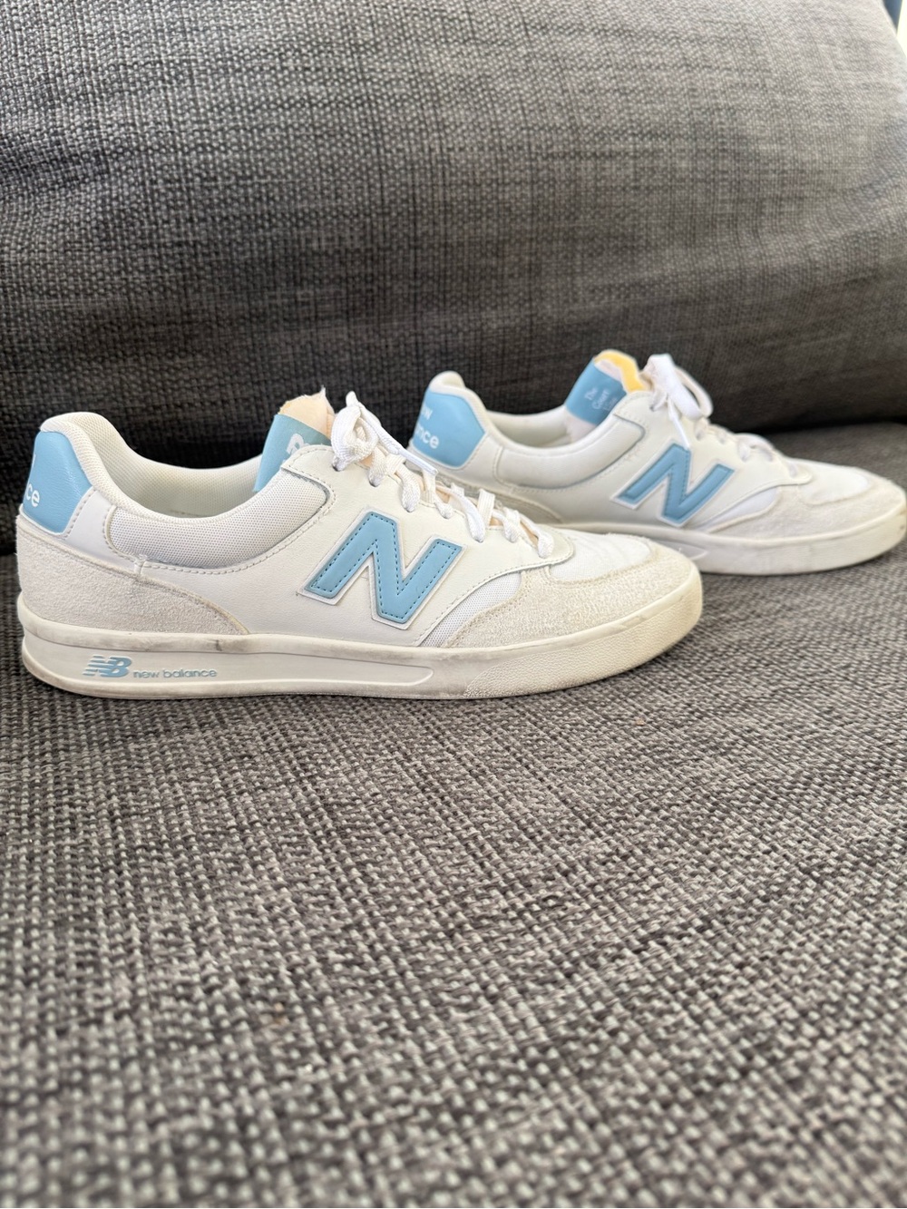 New Balance Men’s CT300 White Sneakers with Light Blue Accents